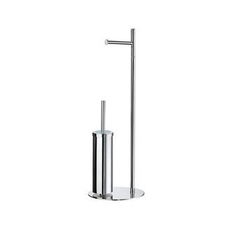 Smedbo FK308 28 1/2 in. Free Standing Lidded Toilet Paper Holder and Toilet Brush in Polished Chrome with Frosted Acrylic Lid from the Outline Collection